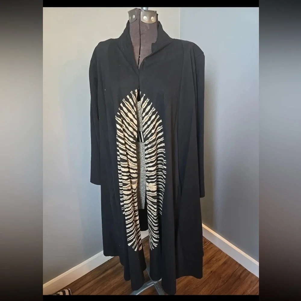 Kathmandu Imports Tie Dye Black Open Front Duster - Picture 1 of 11